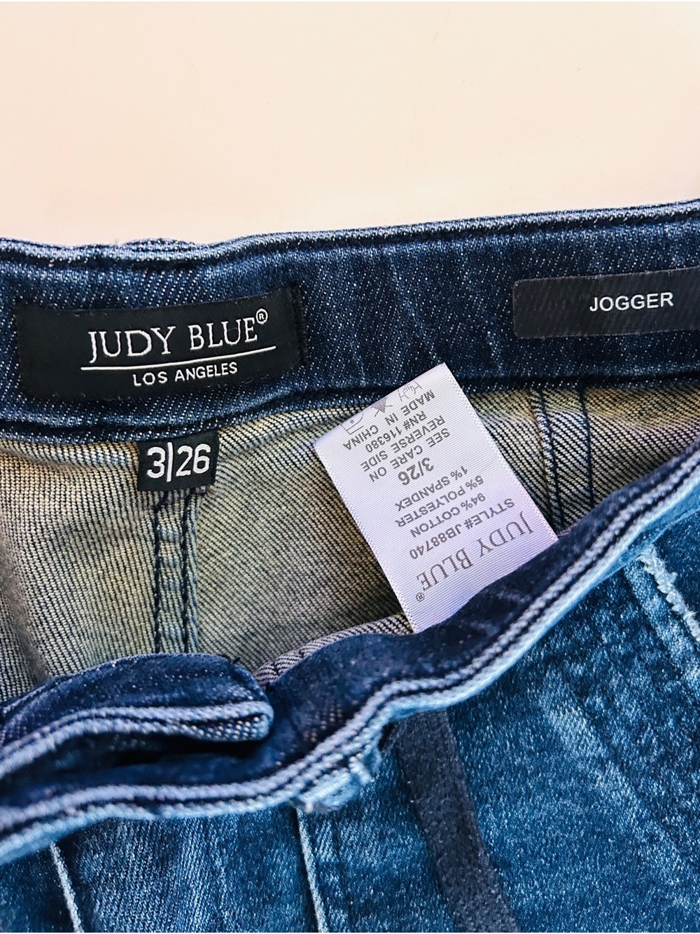 Judy Blue Jogger Jeans Size 3/26 Dark Wash Drawstring Denim - Picture 7 of 9